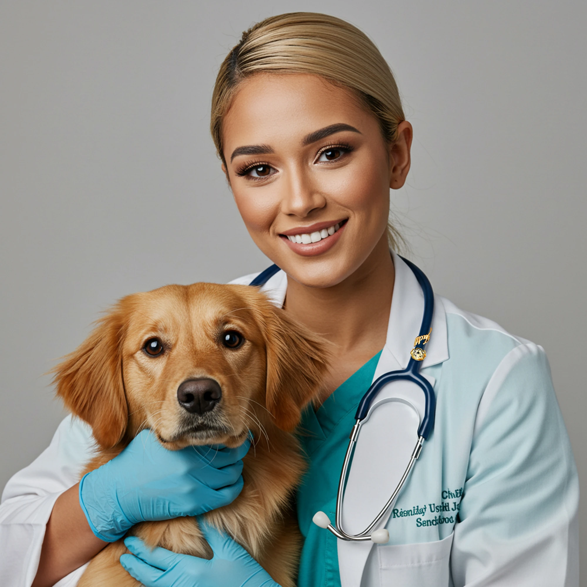 Custom Stethoscope Name Tag with Dog Cat Pet Face for Nurses Doctors Medical Staff