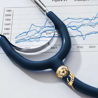 Custom Stethoscope Name Tag with Dog Cat Pet Face for Nurses Doctors Medical Staff