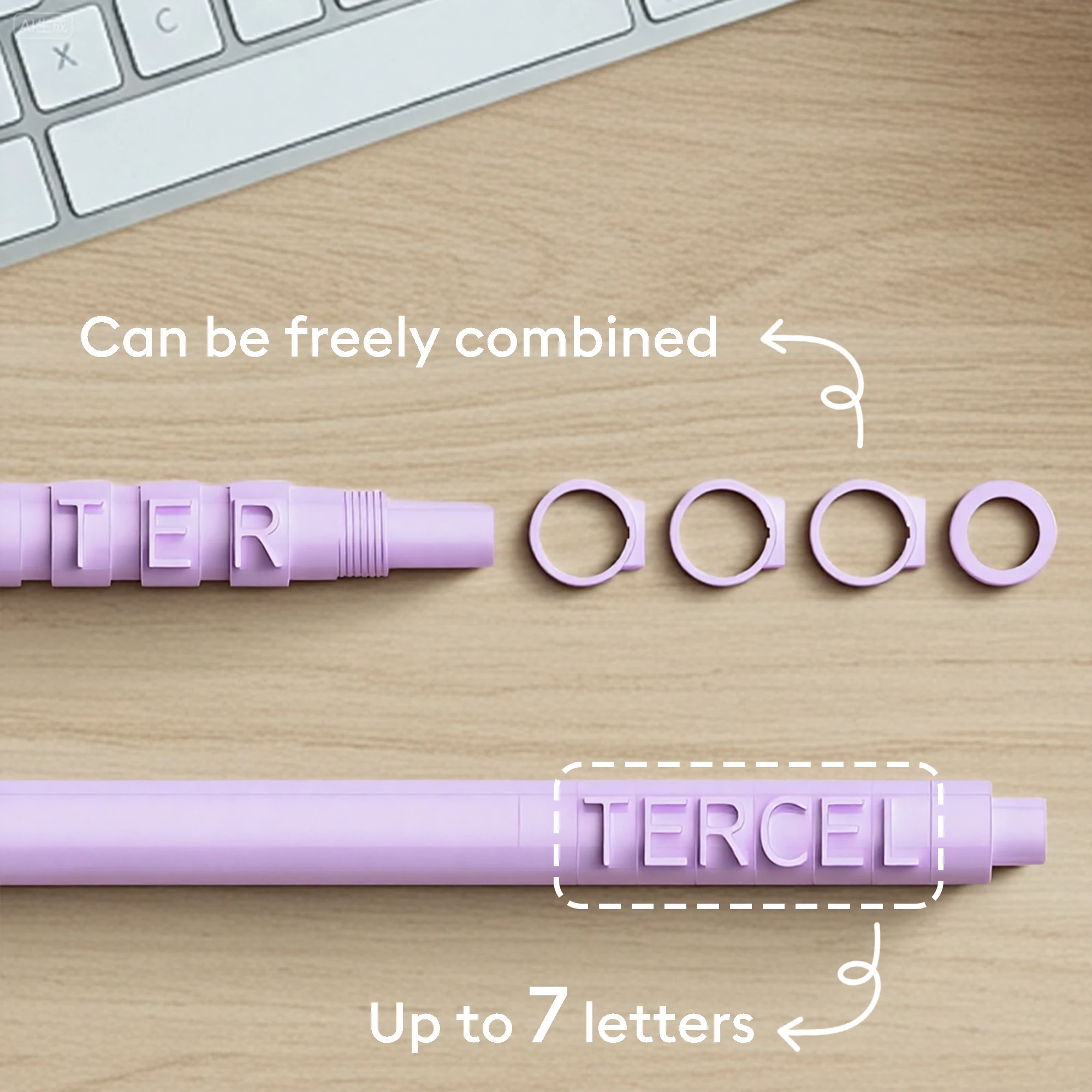 Personalized Name Text 6Pcs Multi-color 0.5mm Black Pens