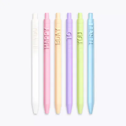 Personalized Name Text 6Pcs Multi-color 0.5mm Black Pens