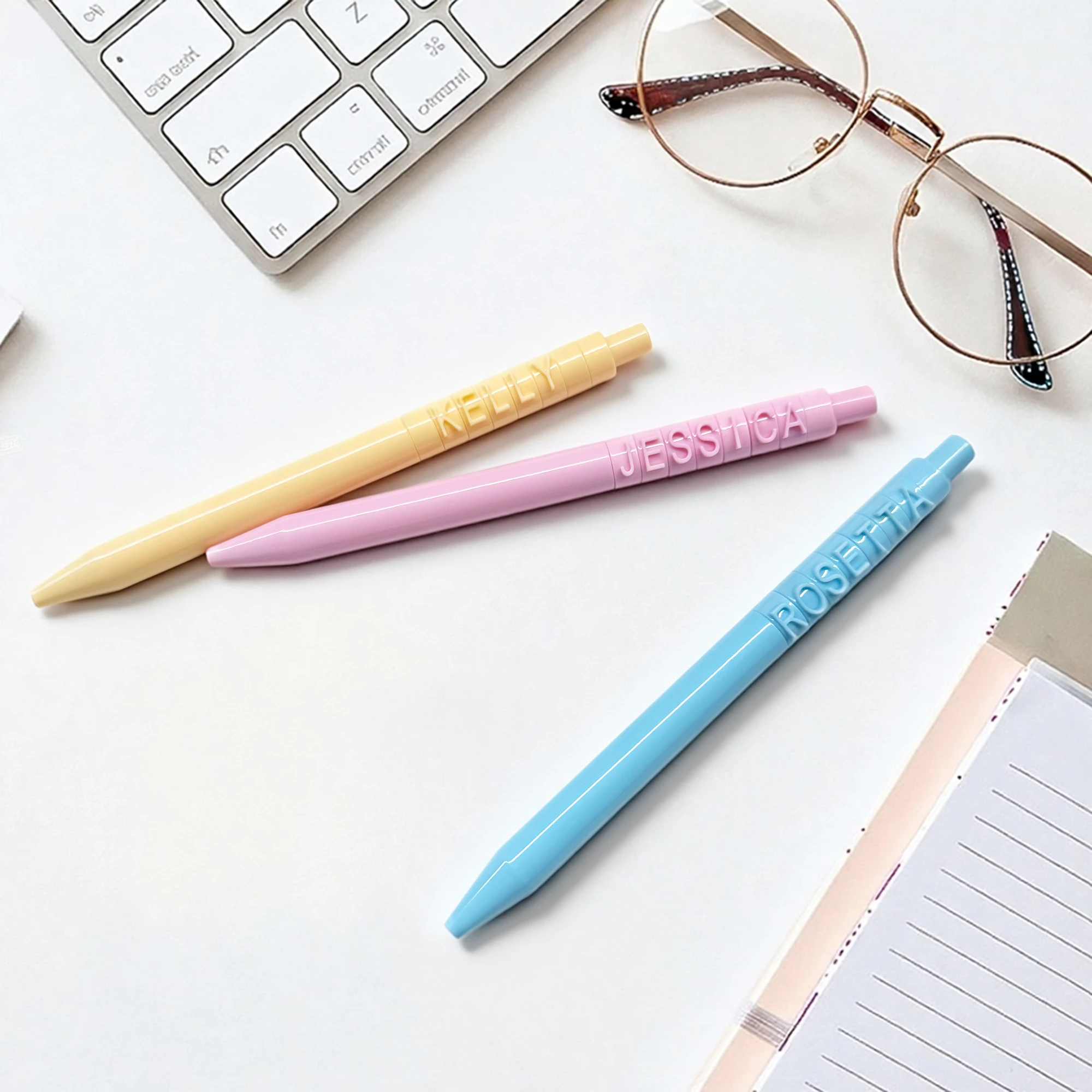 Personalized Name Text 6Pcs Multi-color 0.5mm Black Pens