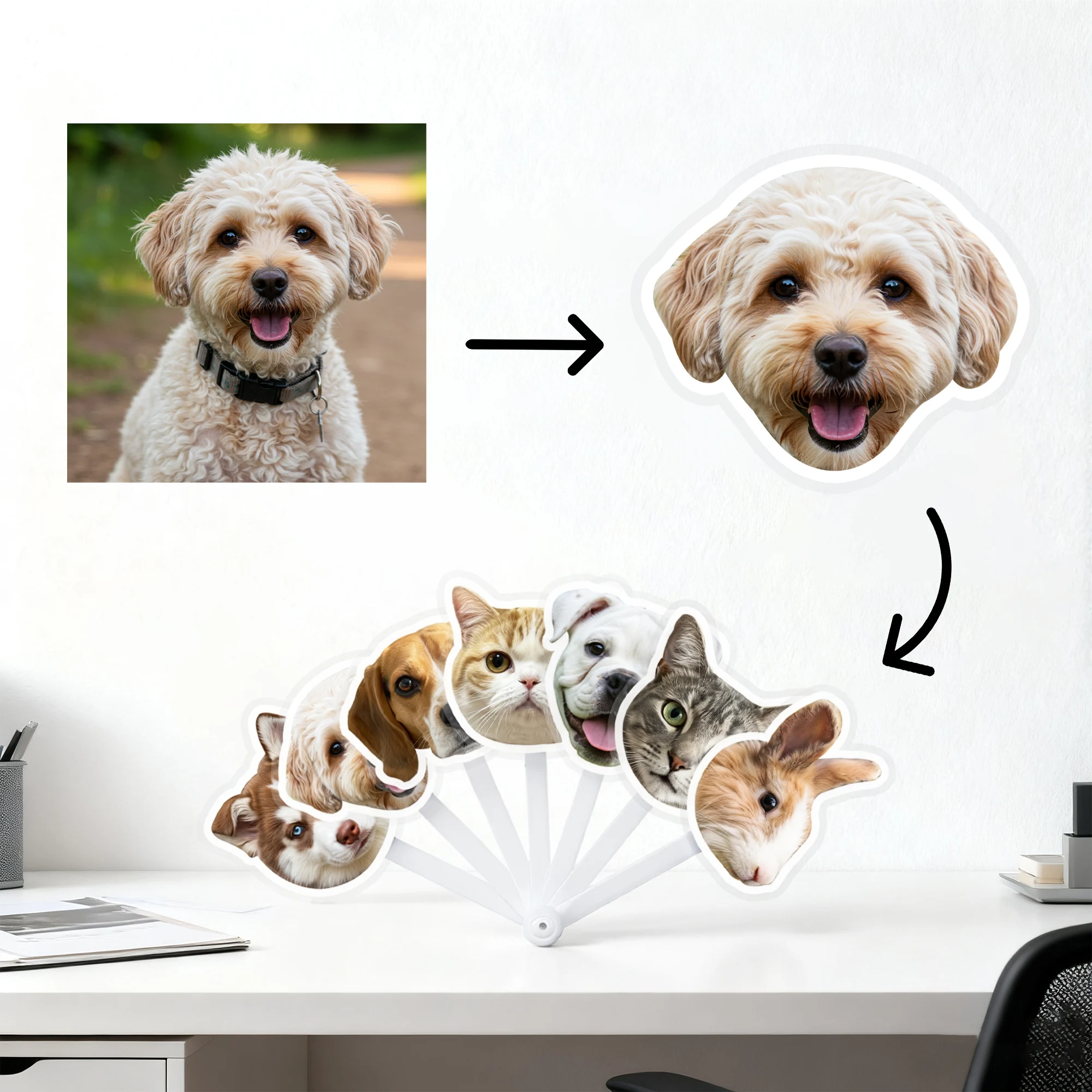 Custom 1-7 Pet Photo Foldable Handheld Fan