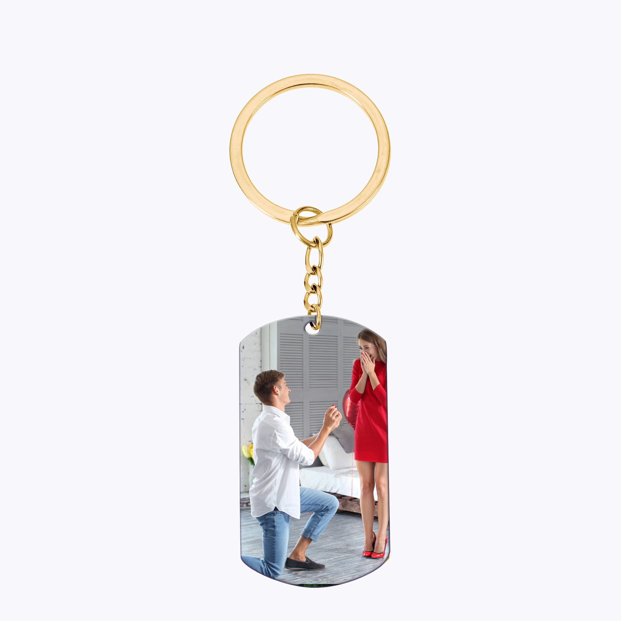 Custom Photo with Engraving Text Keychain
