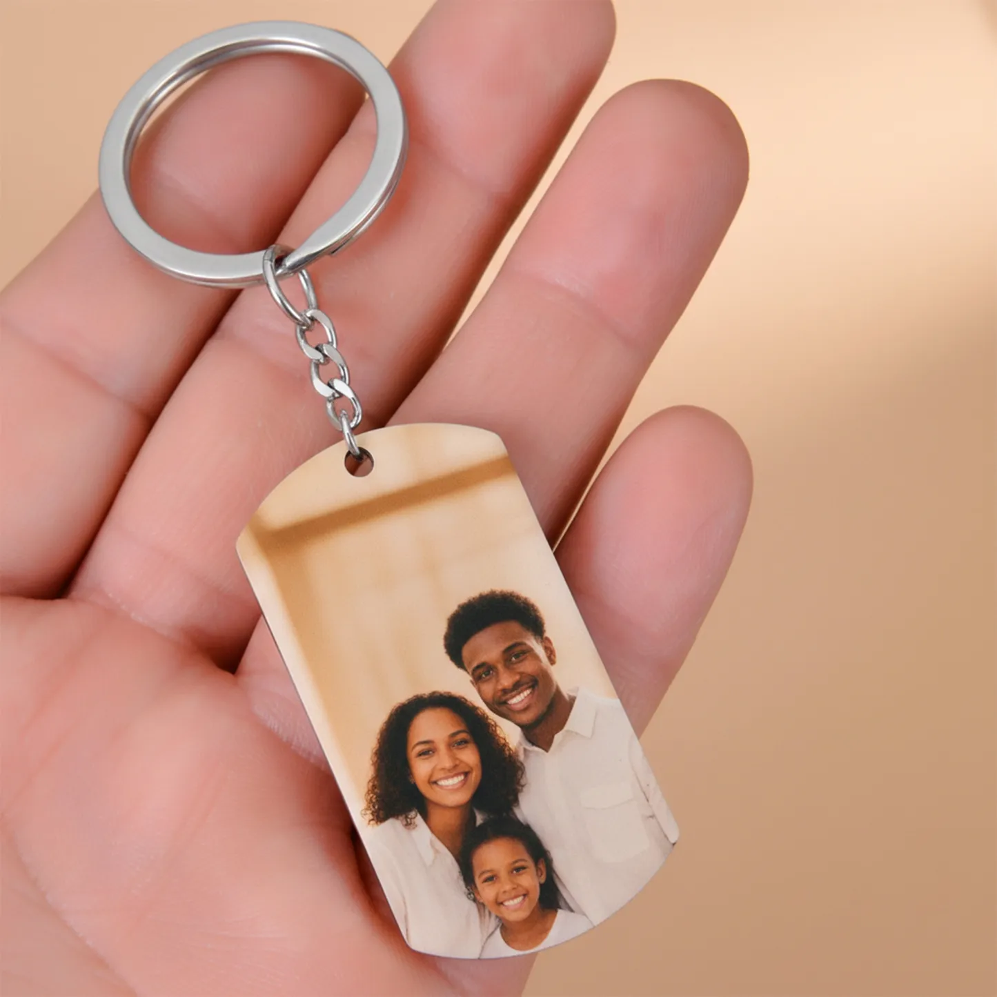 Custom Photo with Engraving Text Keychain