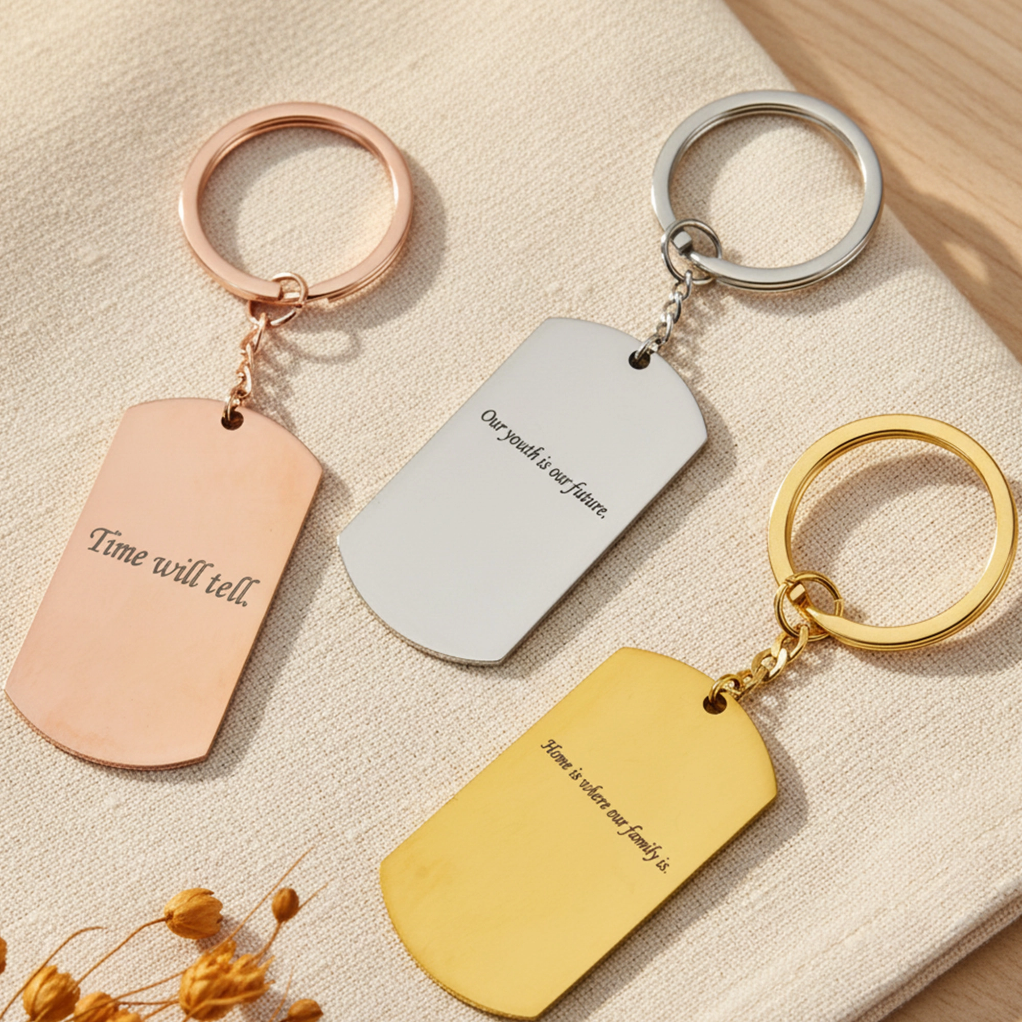 Custom Photo with Engraving Text Keychain