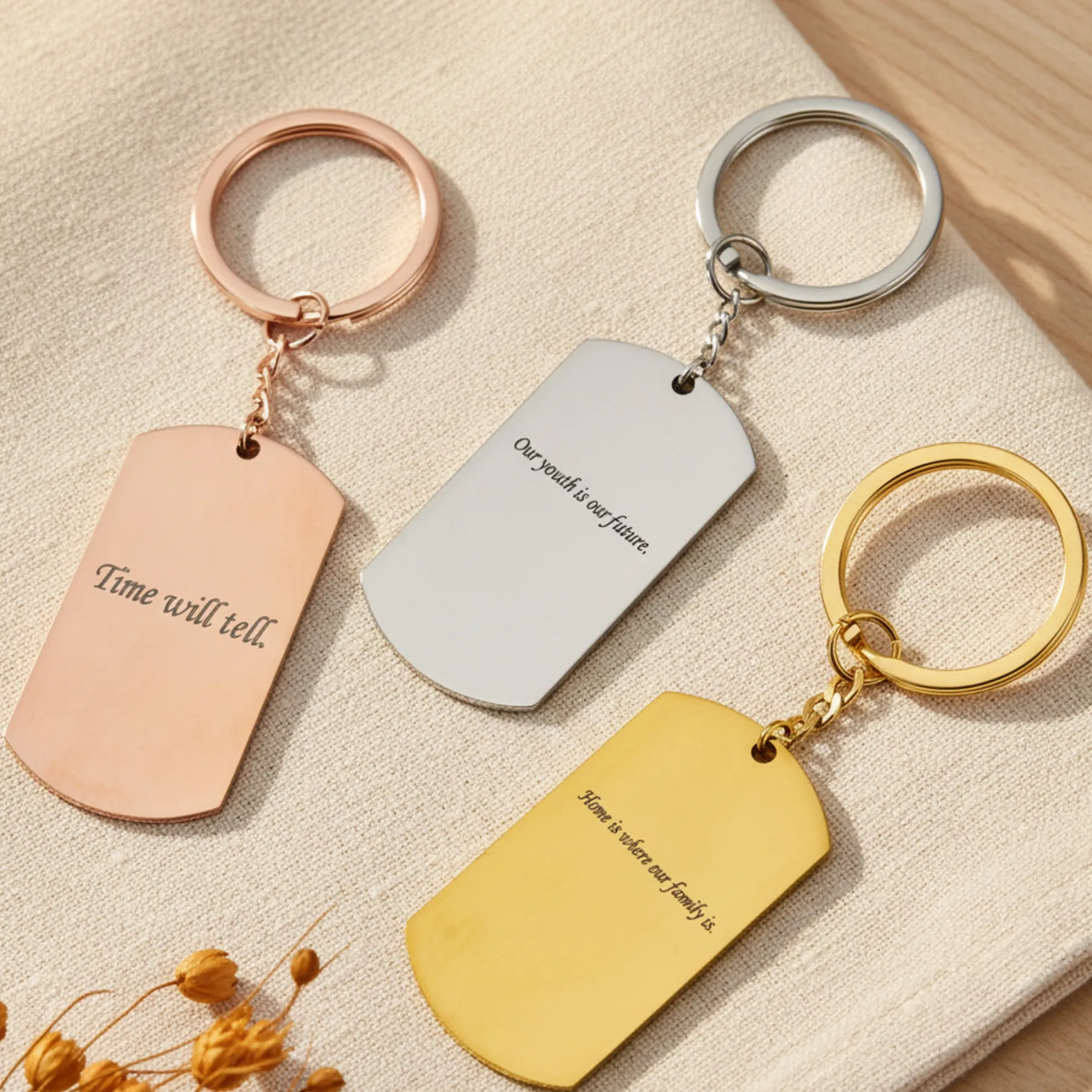 Custom Photo with Engraving Text Keychain