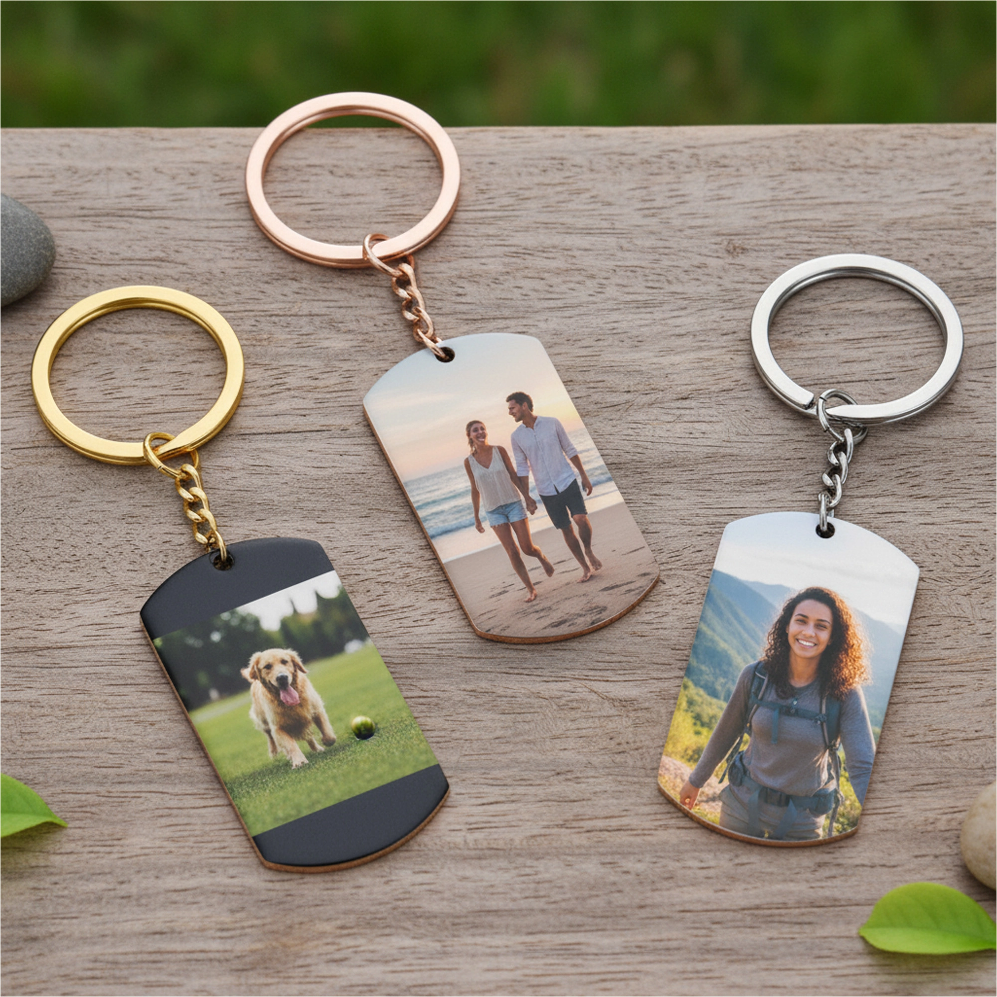 Custom Photo with Engraving Text Keychain