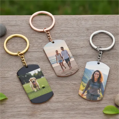 Custom Photo with Engraving Text Keychain