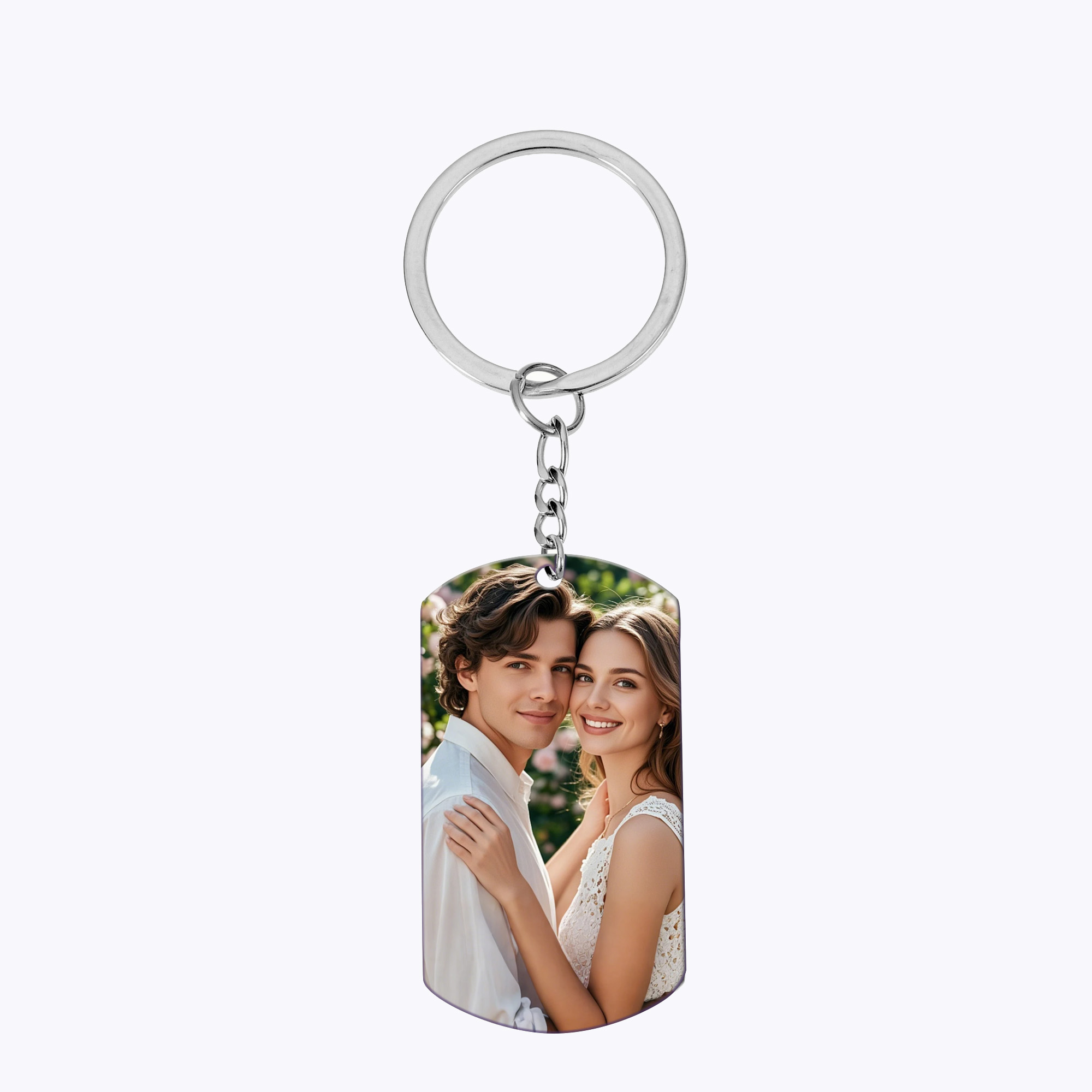 Custom Photo with Engraving Text Keychain