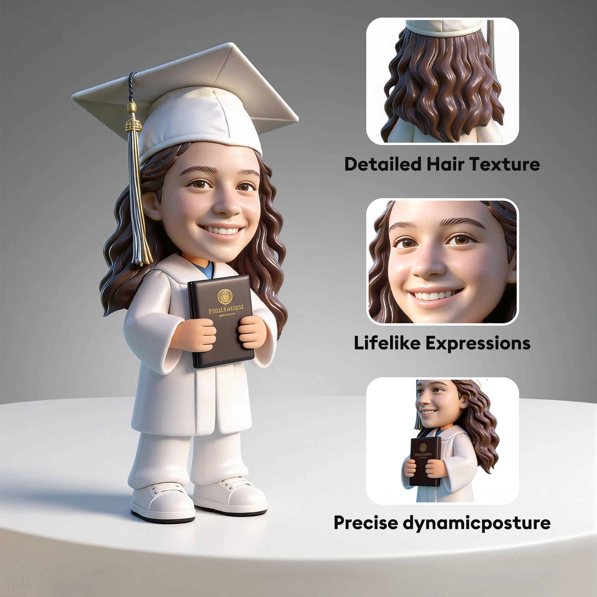 Custom Graduation Highly Realistic Full-Color 3D Printed Chibi Figurine