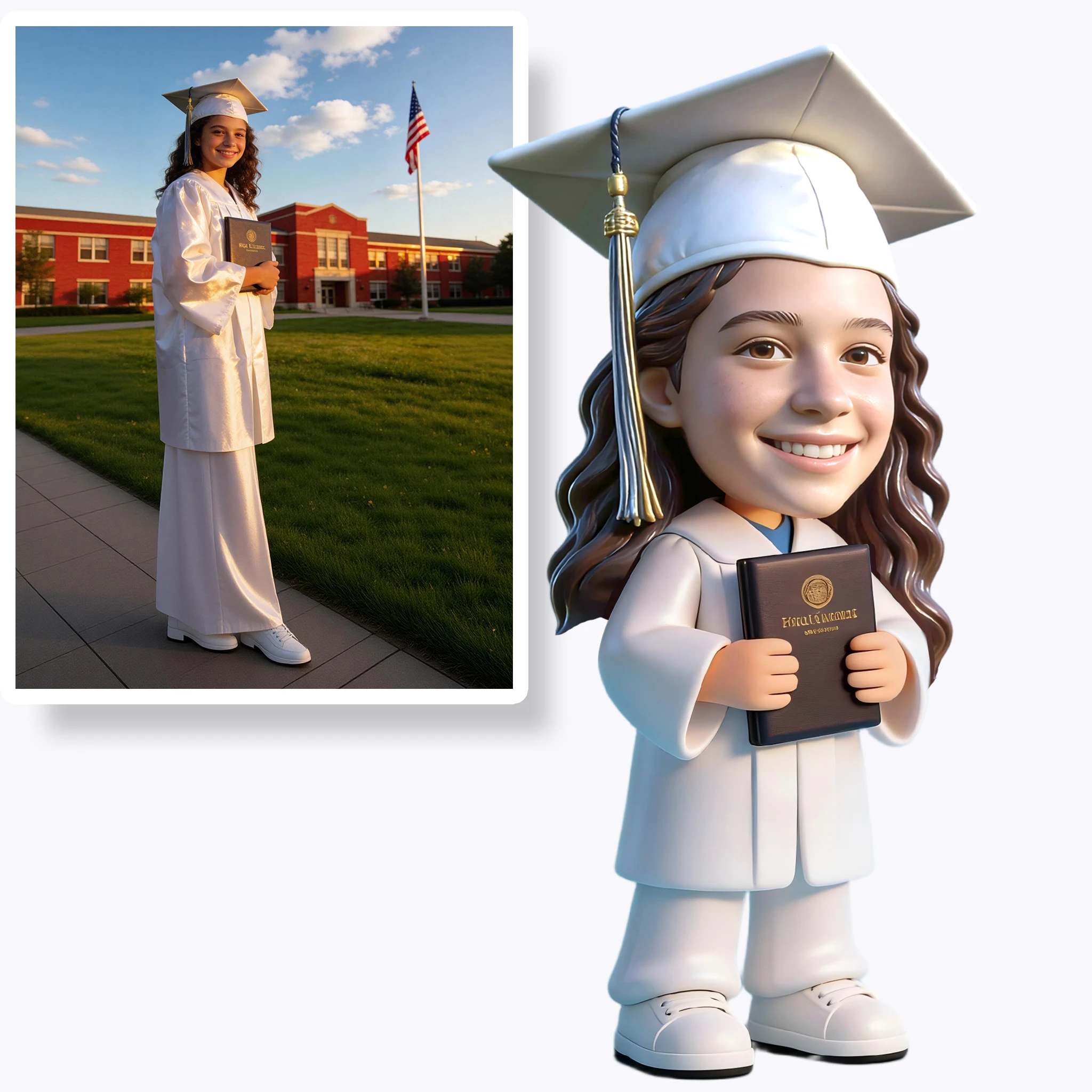 Custom Graduation Highly Realistic Full-Color 3D Printed Chibi Figurine