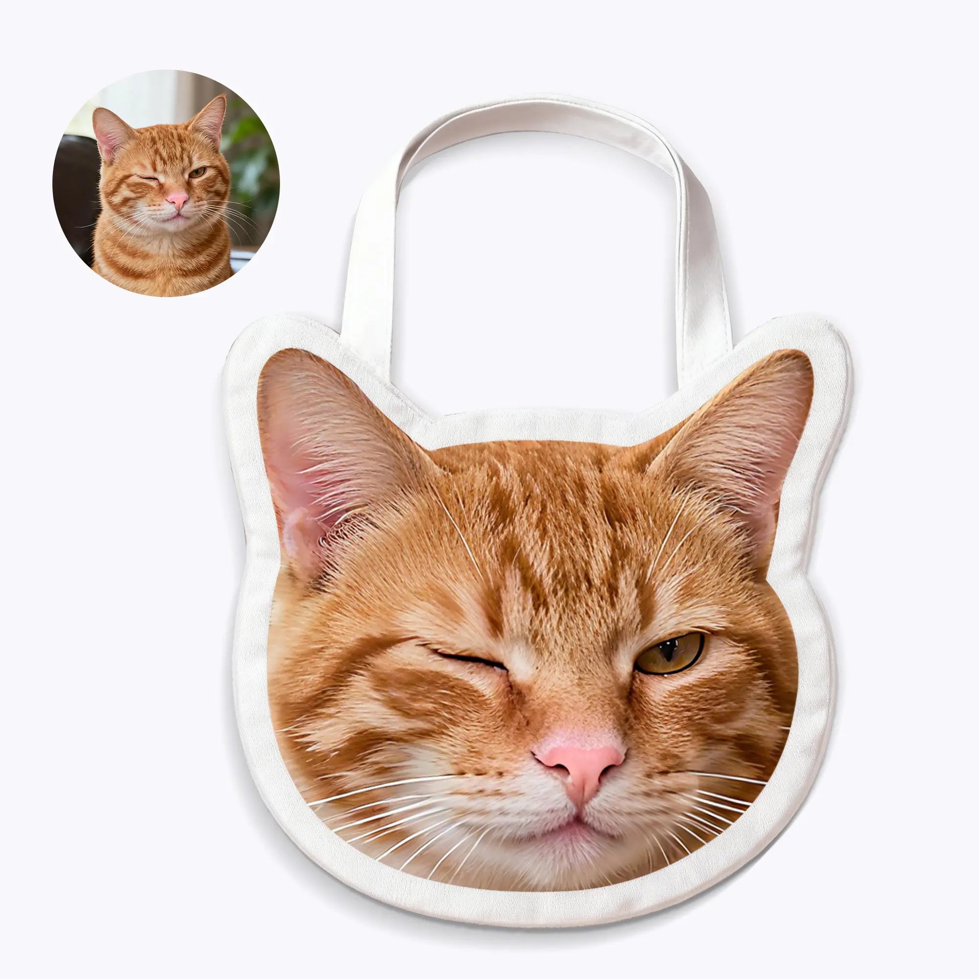 Custom Cat Dog Pet Face Photo Canvas Bag