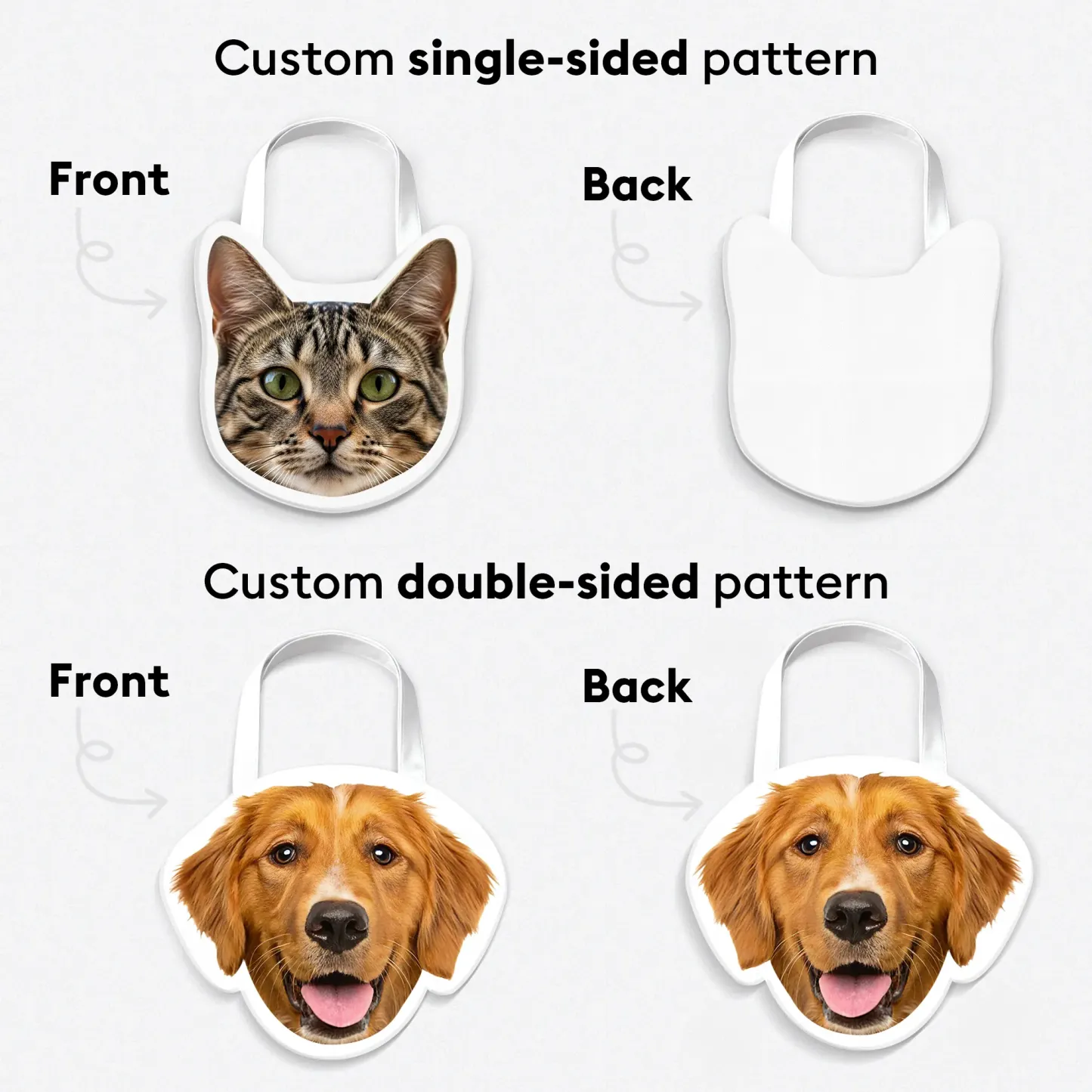 Custom Cat Dog Pet Face Photo Canvas Bag