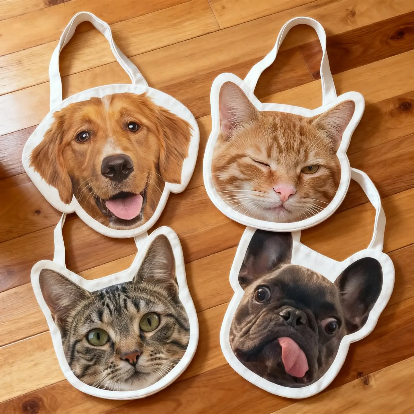 Custom Cat Dog Pet Face Photo Canvas Bag