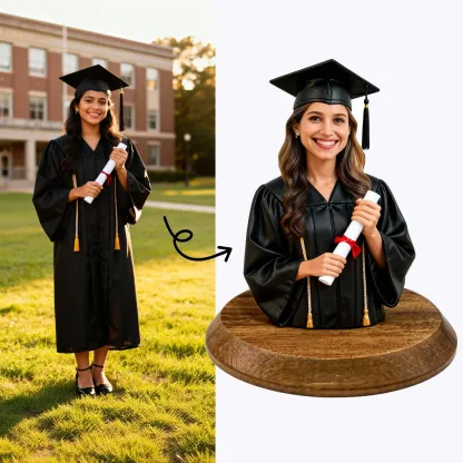 Personalized Highly Realistic Full-Color 3D Bust with Arms Graduation Figurine