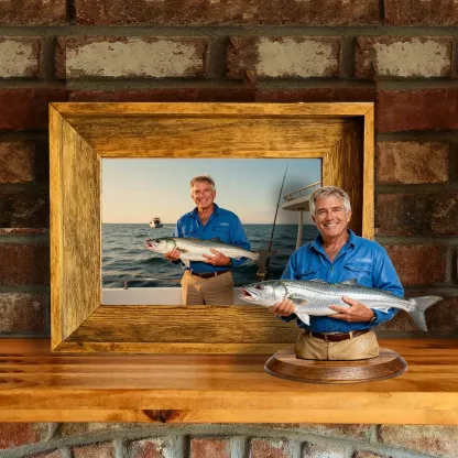 Personalized Highly Realistic Full-Color 3D Bust with Arms Fishing Enthusiast Figurine