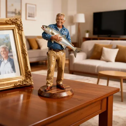 Personalized Highly Realistic Full-Color 3D Full Body Fishing Enthusiast Figurine