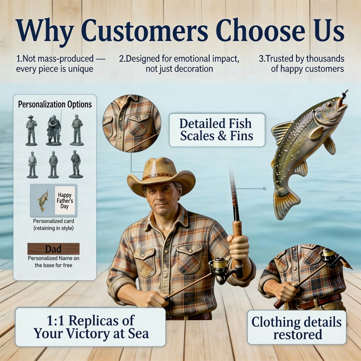 Personalized Highly Realistic Full-Color 3D Full Body Fishing Enthusiast Figurine