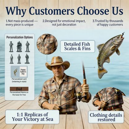 Personalized Highly Realistic Full-Color 3D Full Body Fishing Enthusiast Figurine