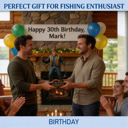 Personalized Highly Realistic Full-Color 3D Full Body Fishing Enthusiast Figurine