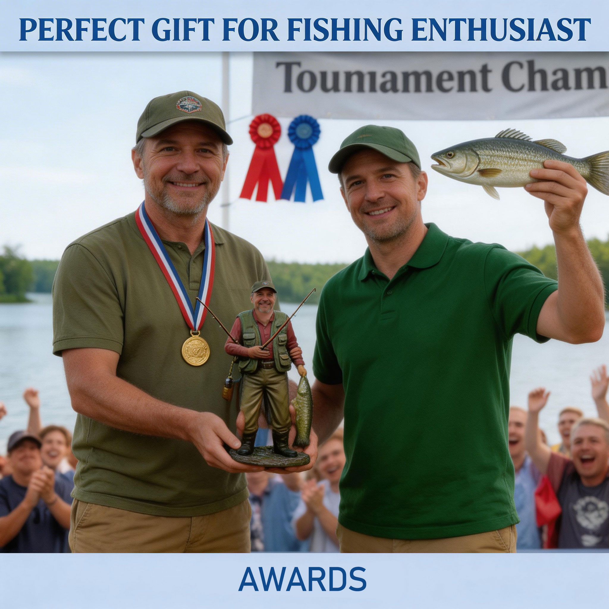 Personalized Highly Realistic Full-Color 3D Full Body Fishing Enthusiast Figurine