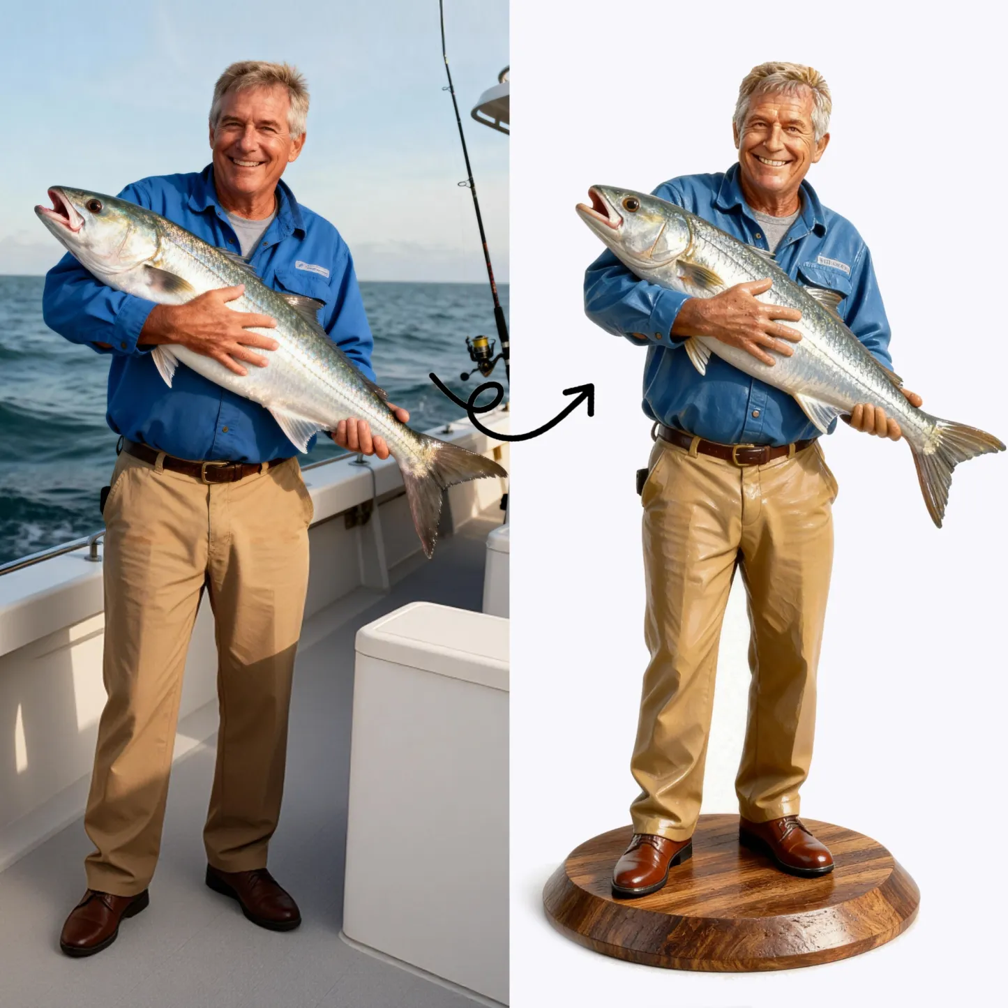 Personalized Highly Realistic Full-Color 3D Full Body Fishing Enthusiast Figurine
