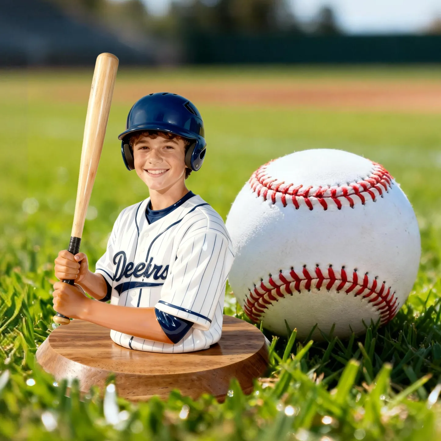 Personalized Highly Realistic Full-Color 3D Bust with Arms Sports Figurine - Baseball,football,soccer,tennis,skiing,golf