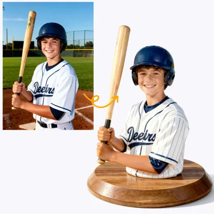 Personalized Highly Realistic Full-Color 3D Bust with Arms Sports Figurine - Baseball,football,soccer,tennis,skiing,golf