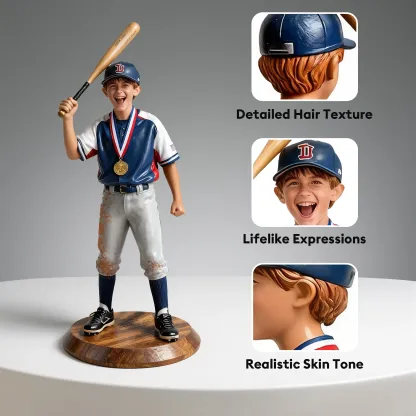 Personalized Highly Realistic Full-Color 3D Full Body Sports Figurine - Baseball,football,soccer,tennis,skiing,golf