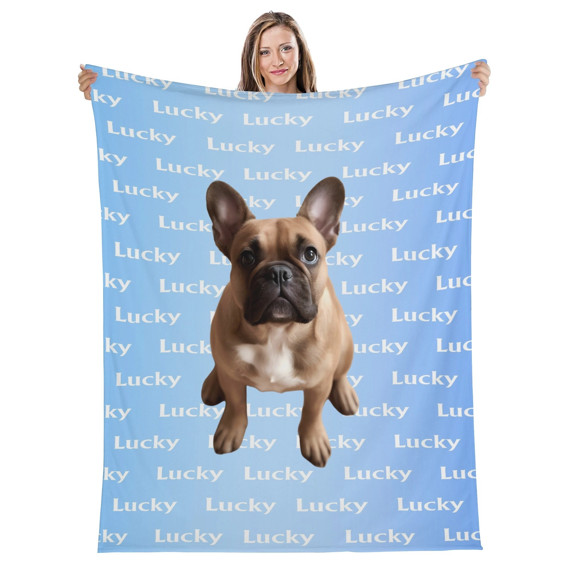 Custom Fuzzy Fleece Blanket with Pet Photo and Text