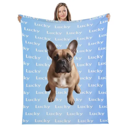 Custom Fuzzy Fleece Blanket with Pet Photo and Text