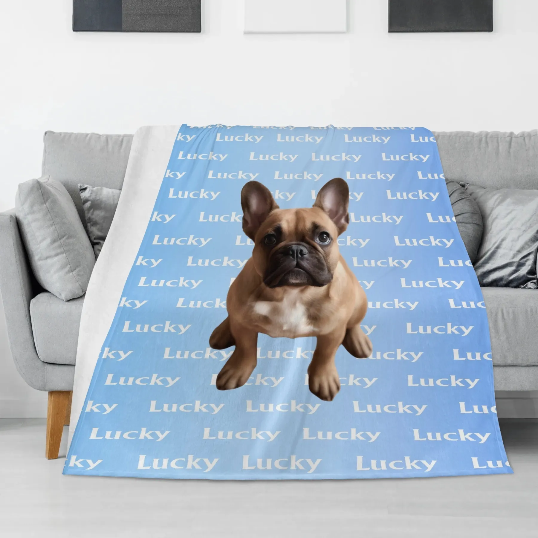 Custom Fuzzy Fleece Blanket with Pet Photo and Text