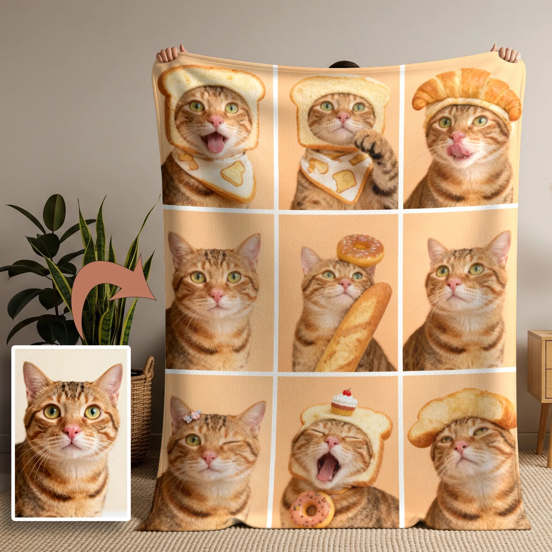 Personalized Pet Bakery 9-Grid Blanket