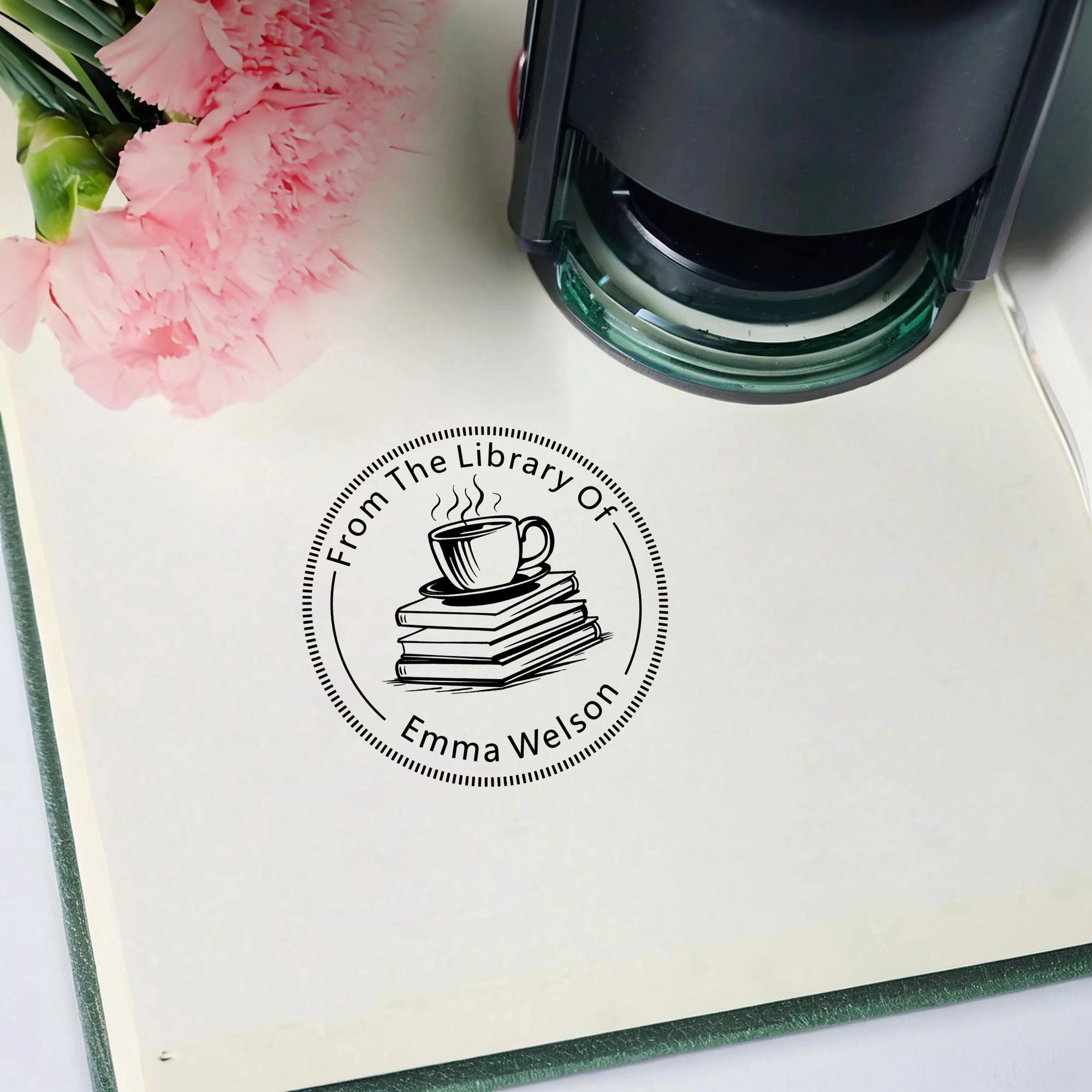 Custom Text From The Library Of Stamp Wood Handle Stamp Self-inking Stamp Book Embosser