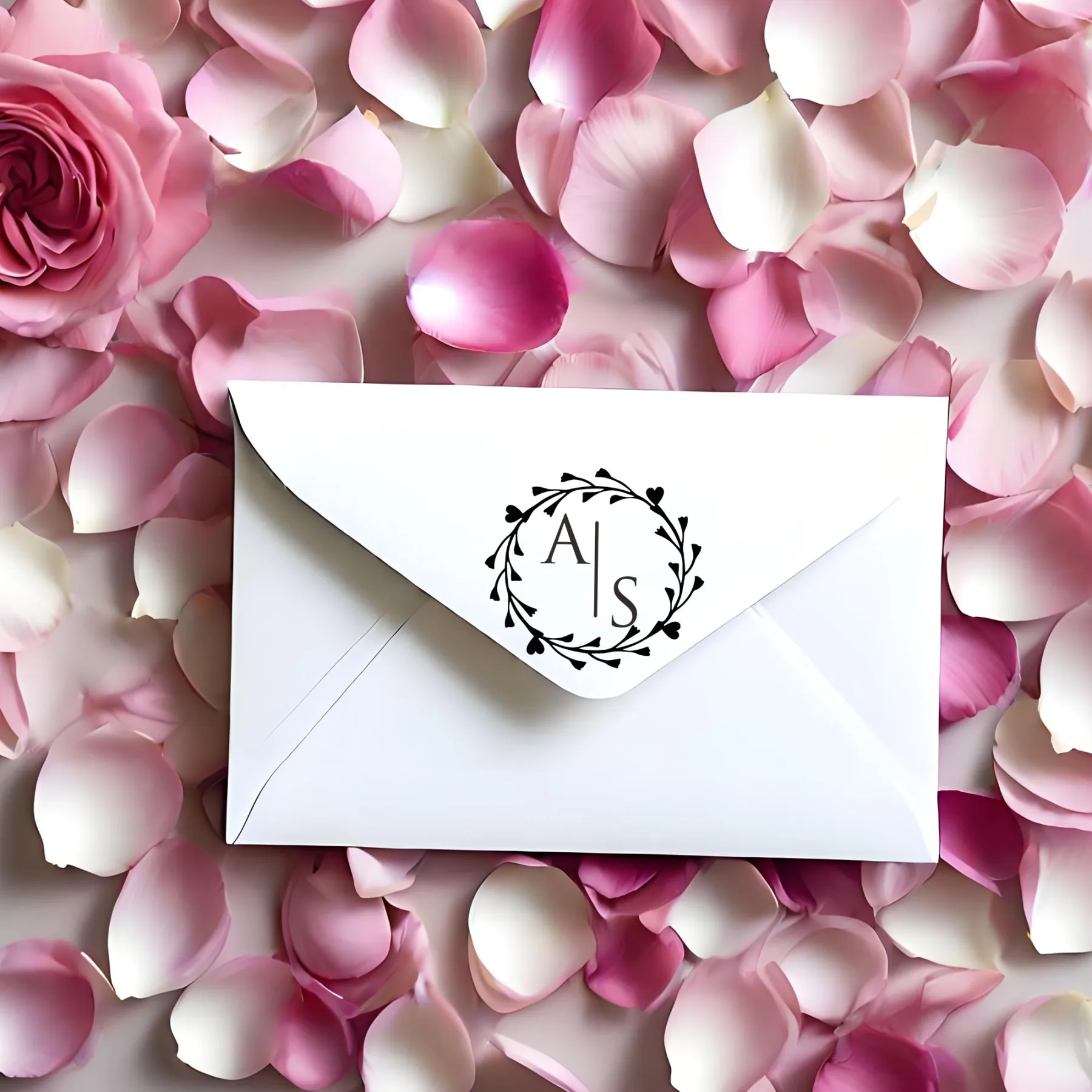 Custom Double Initials Wedding Stamp Wood Handle Stamp Self-inking Stamp Book Embosser