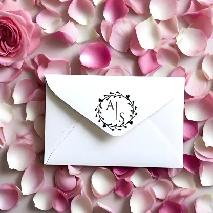 Custom Double Initials Wedding Stamp Wood Handle Stamp Self-inking Stamp Book Embosser