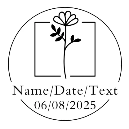 Custom Text Floral Stamp Wood Handle Stamp Self-inking Stamp Book Embosser