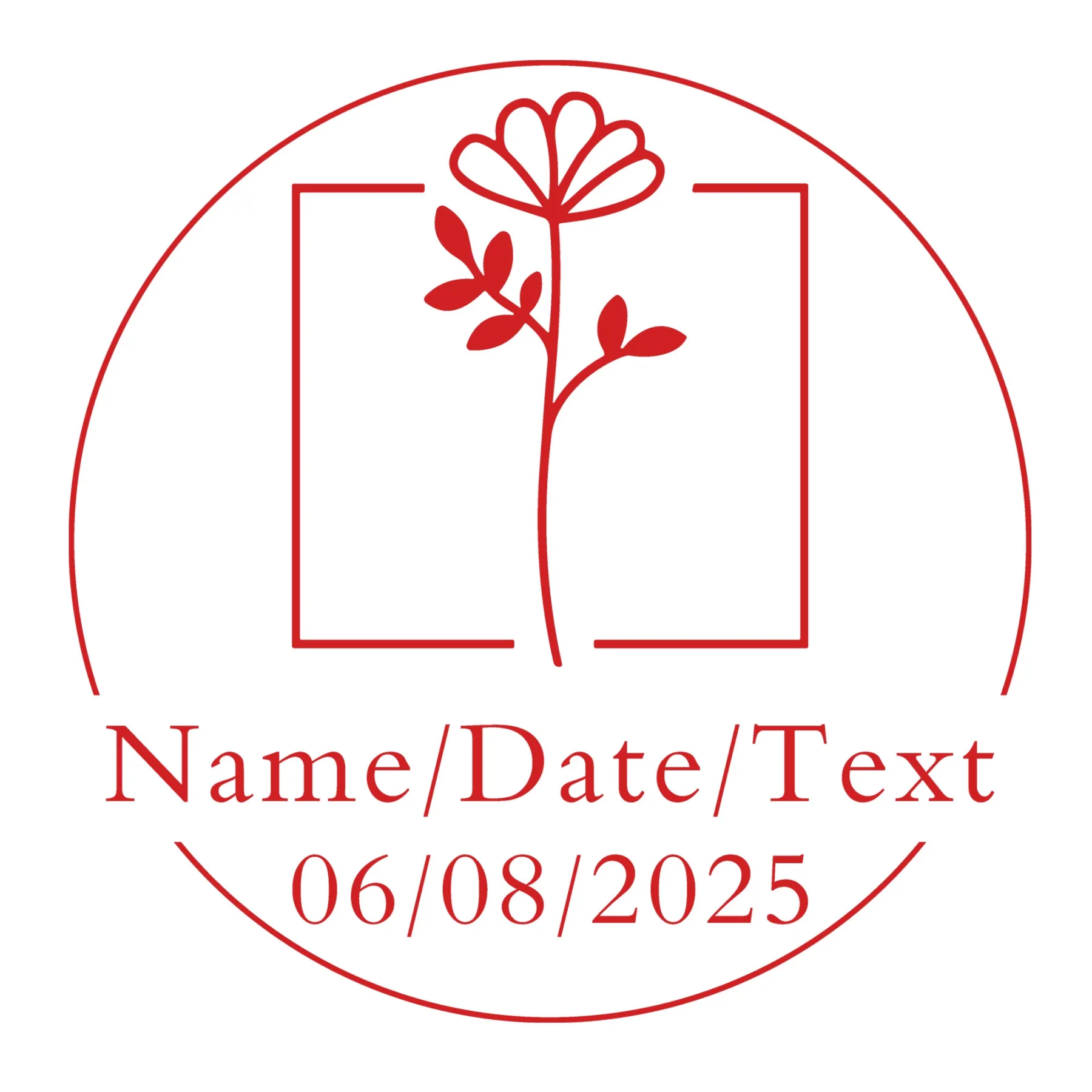 Custom Text Floral Stamp Wood Handle Stamp Self-inking Stamp Book Embosser