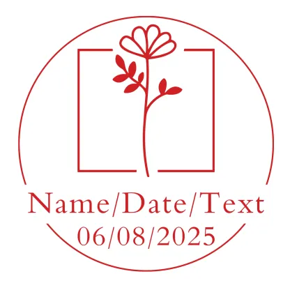 Custom Text Floral Stamp Wood Handle Stamp Self-inking Stamp Book Embosser