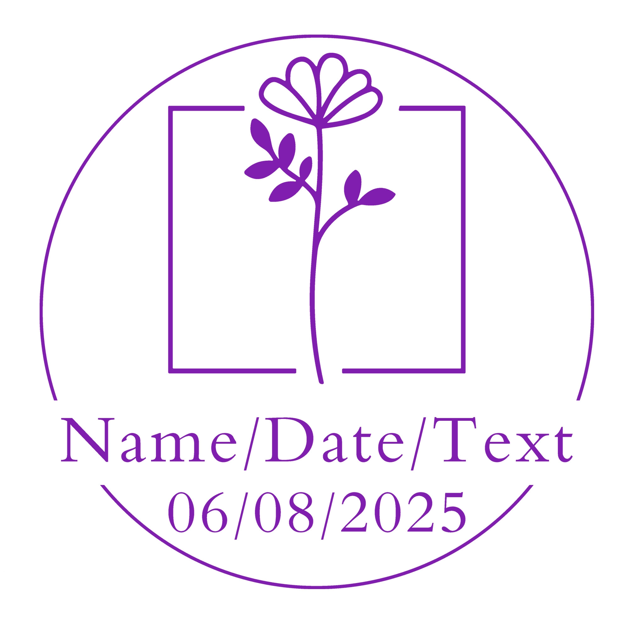 Custom Text Floral Stamp Wood Handle Stamp Self-inking Stamp Book Embosser