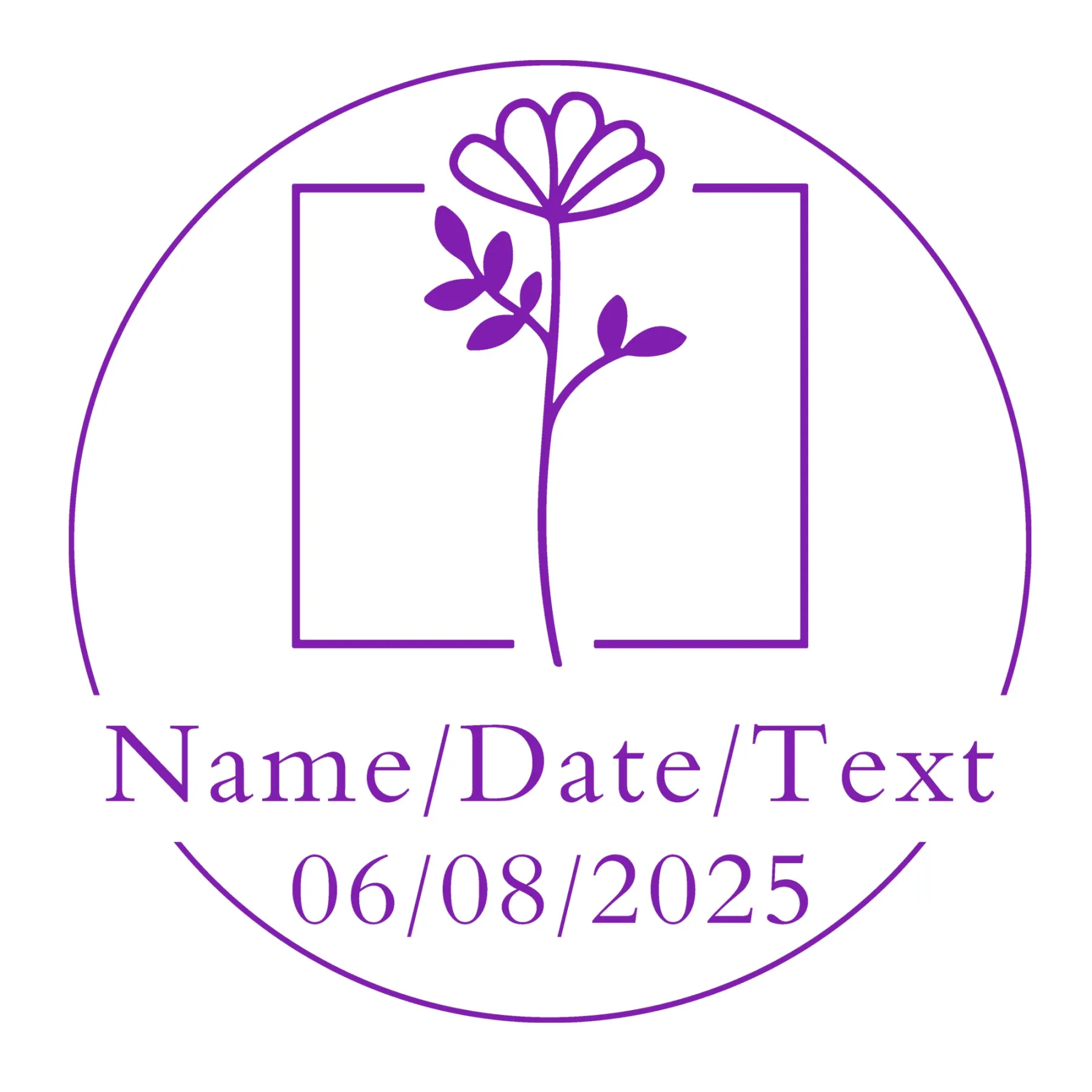 Custom Text Floral Stamp Wood Handle Stamp Self-inking Stamp Book Embosser