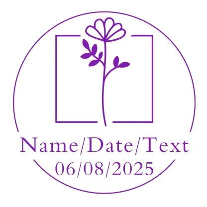 Custom Text Floral Stamp Wood Handle Stamp Self-inking Stamp Book Embosser