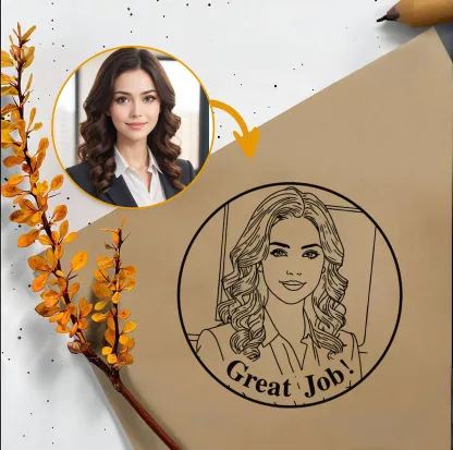 Custom Portrait Text Stamp For Teacher with Text Wood Handle Stamp Self-inking Stamp