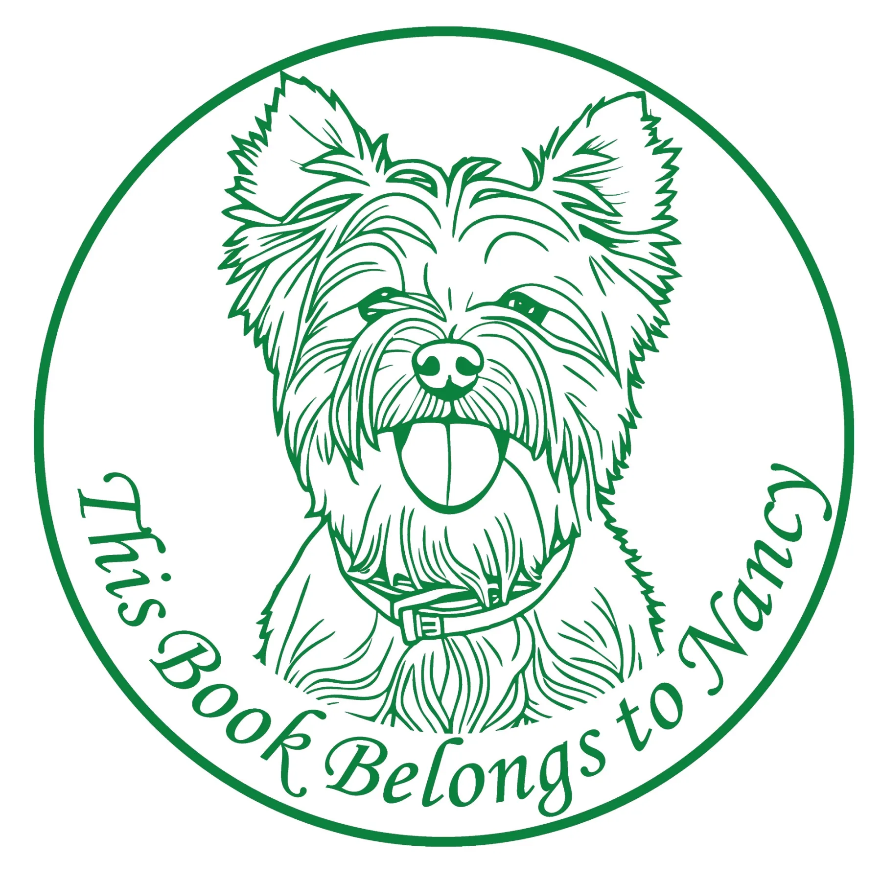 Personalized Pet Portrait Stamp with Text Wood Handle Stamp Self Inking