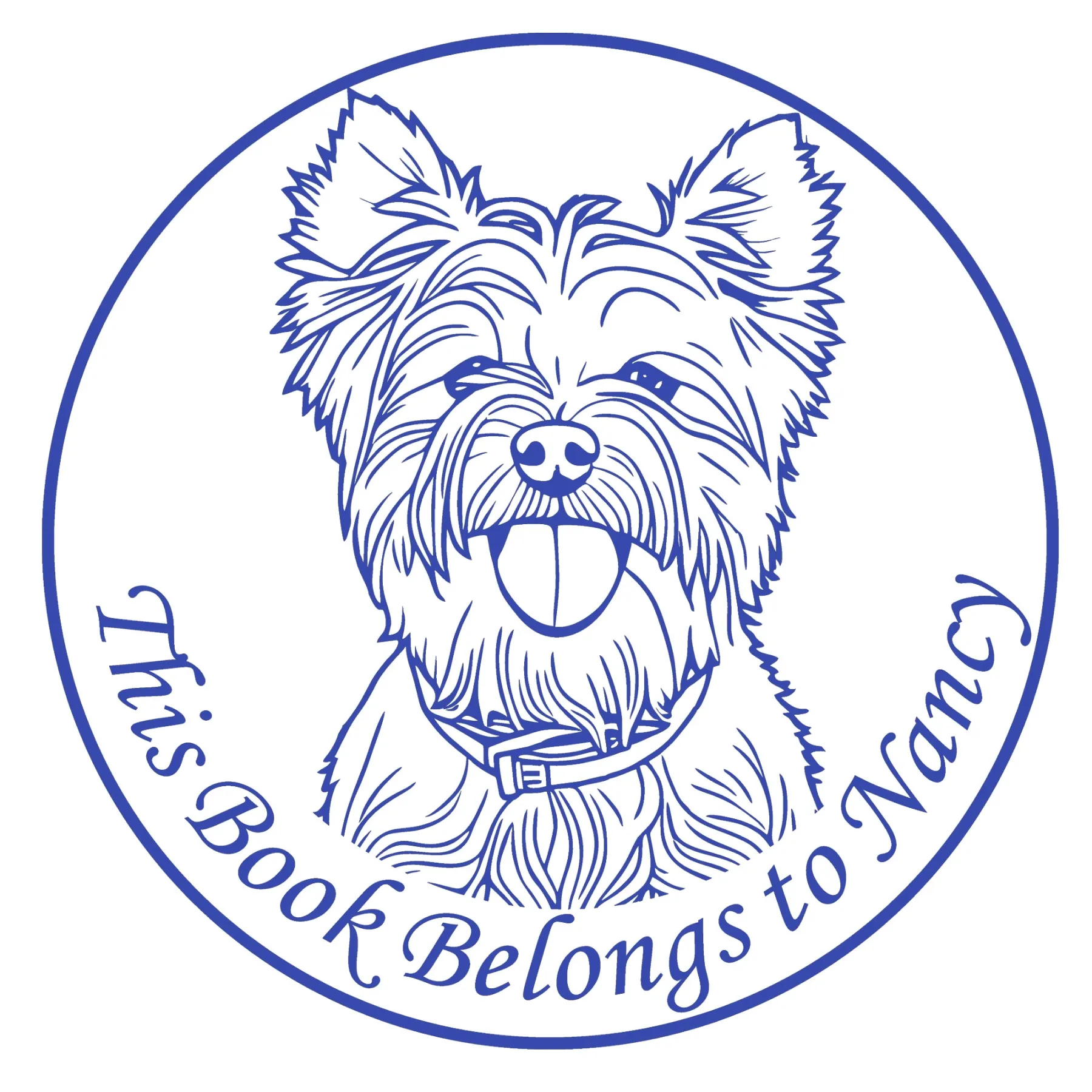 Personalized Pet Portrait Stamp with Text Wood Handle Stamp Self Inking