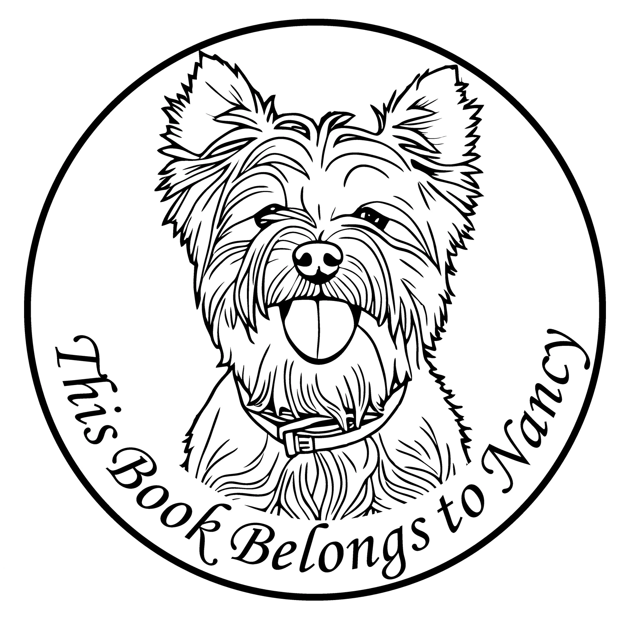 Personalized Pet Portrait Stamp with Text Wood Handle Stamp Self Inking