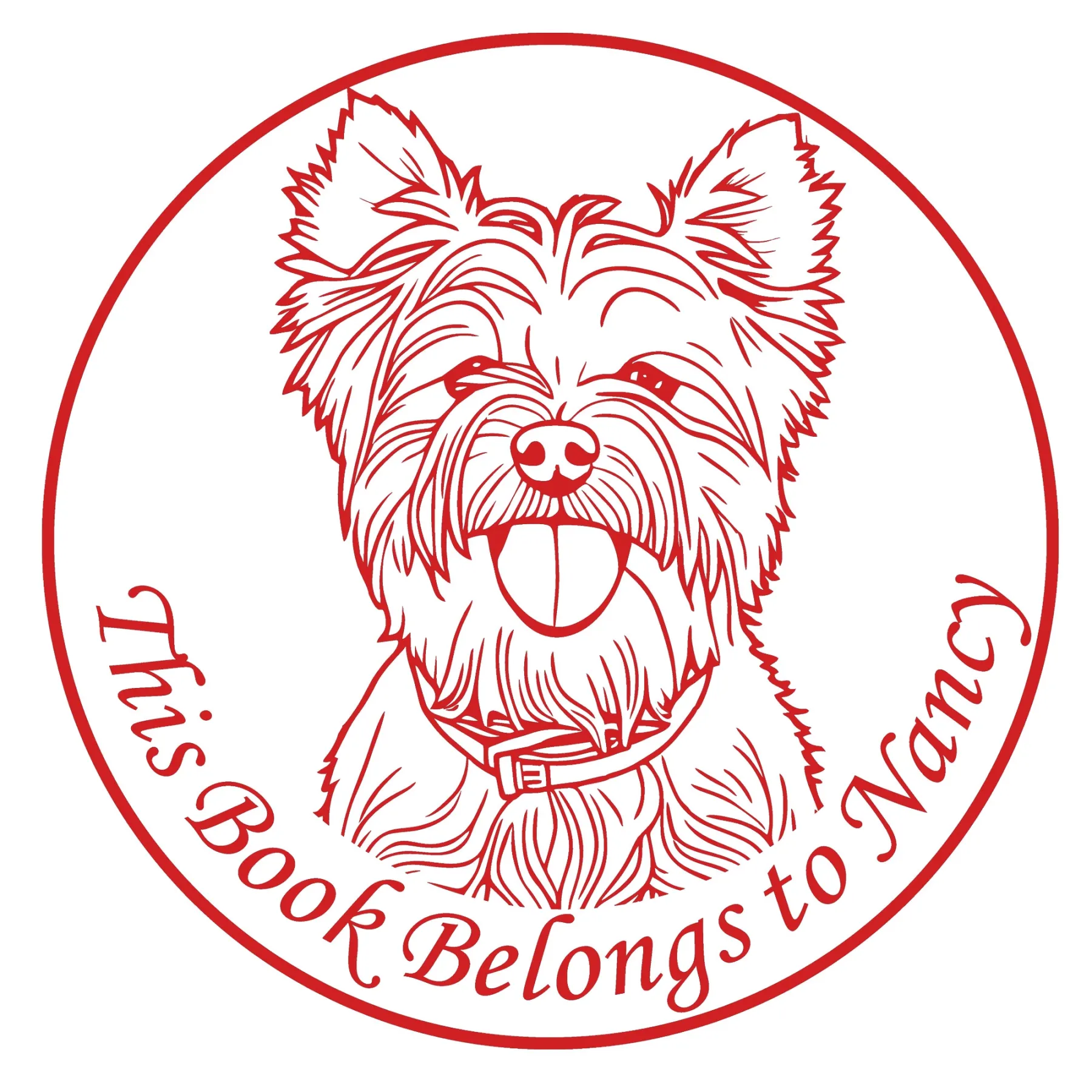 Personalized Pet Portrait Stamp with Text Wood Handle Stamp Self Inking