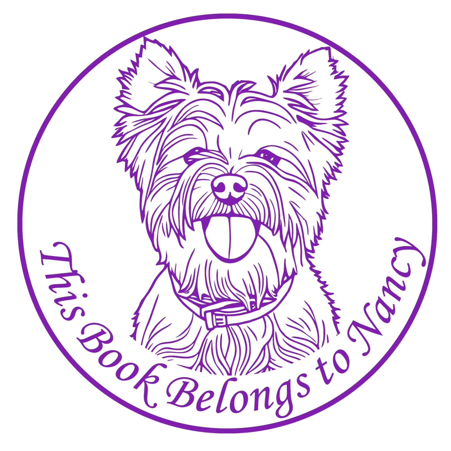 Personalized Pet Portrait Stamp with Text Wood Handle Stamp Self Inking