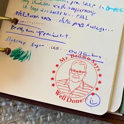 Custom Portrait Stamp with Text For Teacher with Text Wood Handle Stamp Self-inking Stamp