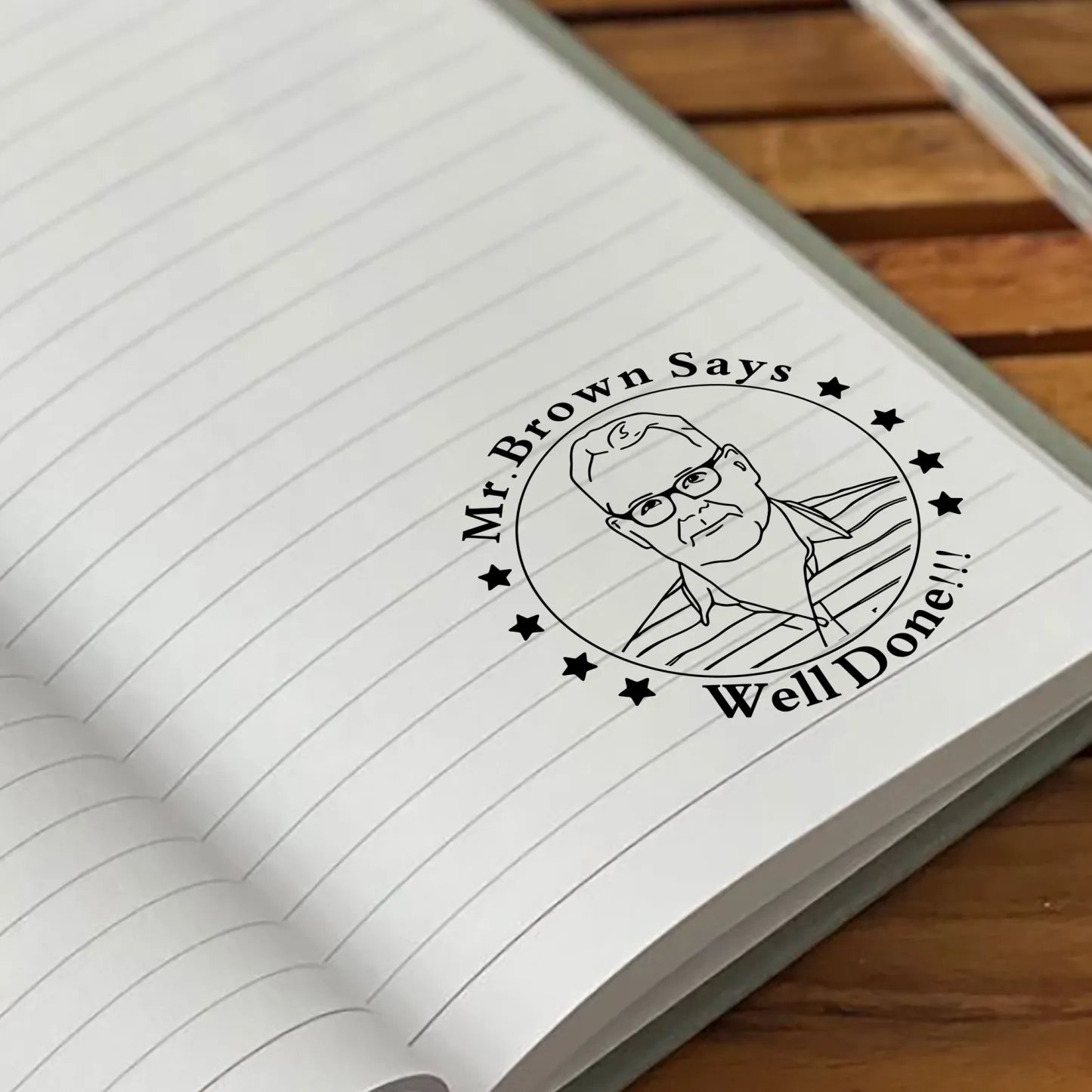 Custom Portrait Stamp with Text For Teacher with Text Wood Handle Stamp Self-inking Stamp